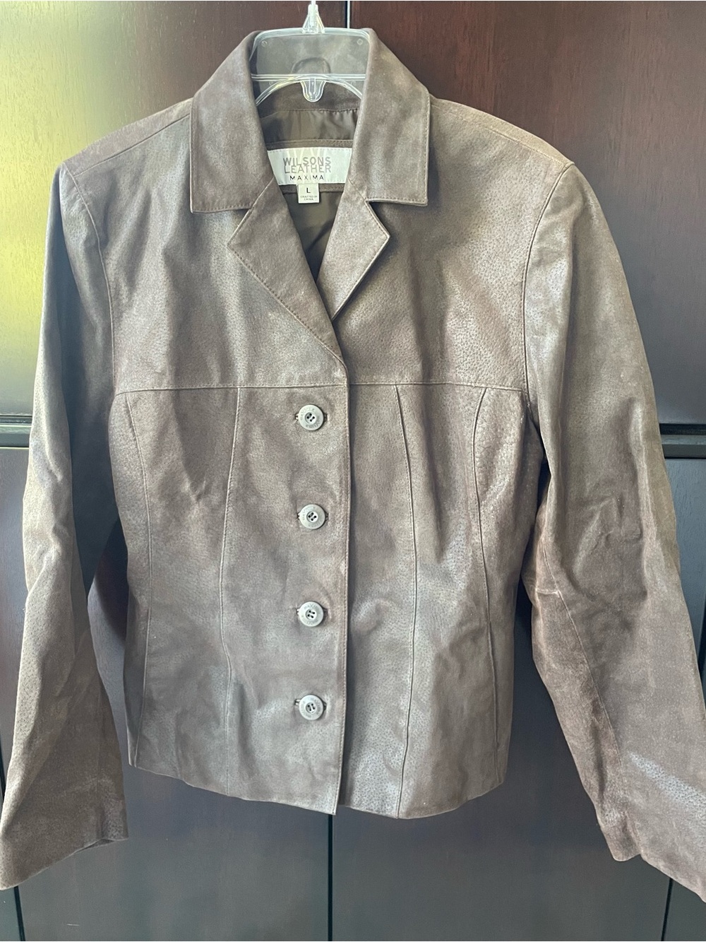 Wilsons Leather Women's Chocolate Brown Leather Button-Front Jacket